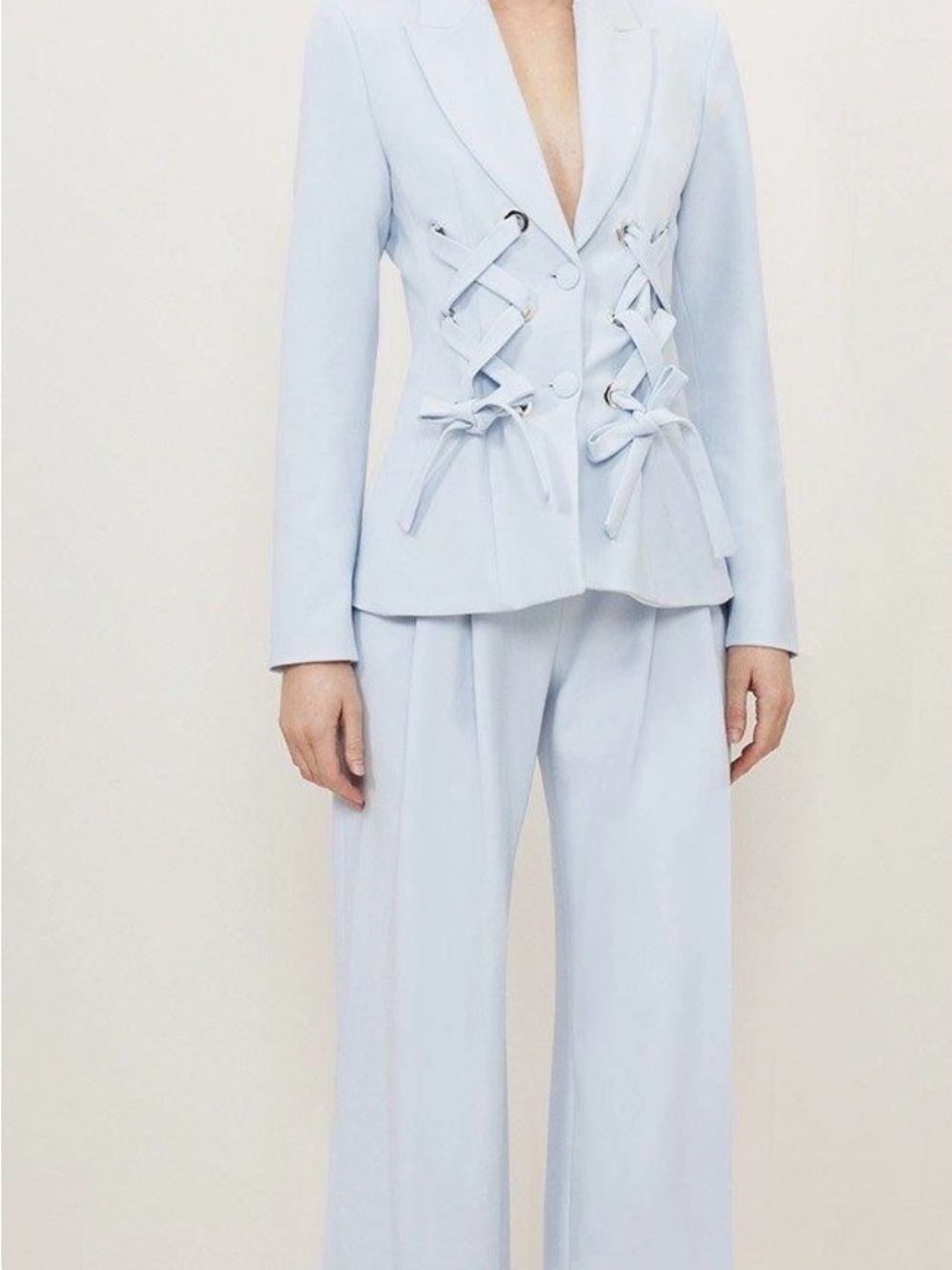 NWT Karen Millen Pale Blue Lace-Up Blazer - Picture 8 of 8